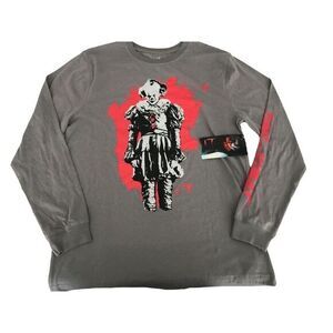 It Chapter Two‎ Clown Mens Size Large Gray Graphic Long Sleeve T Shirt
